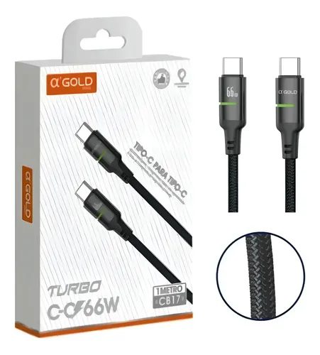 Cabo De Dados Turbo Type-c Para Type-c 1m 66w Agold Cb17
