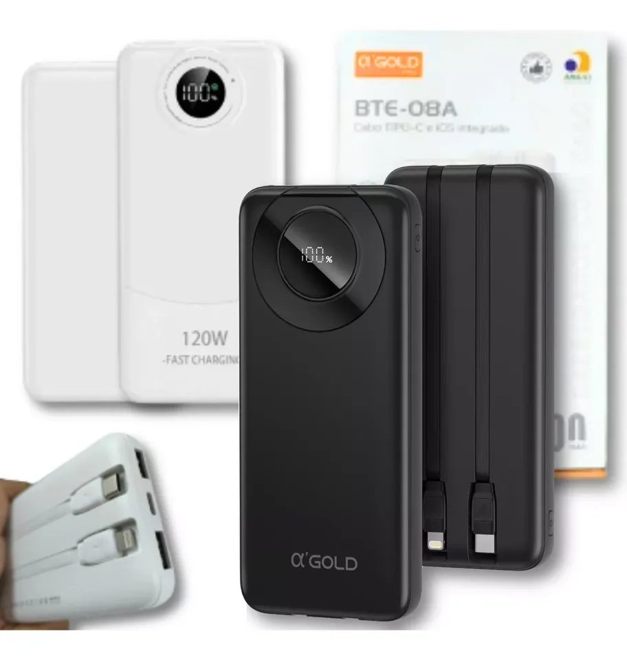 Carregador Portatil Power Bank 2 Em 1 10000mah 3.1a Agold Bte-08a