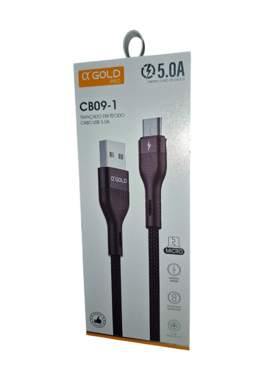 Cabo De Dados Usb Para V8 1m 5.0a Agold Cb09-1