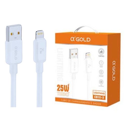Cabo De Dados Usb Para Iphone 1m 25w Agold Cb111-2