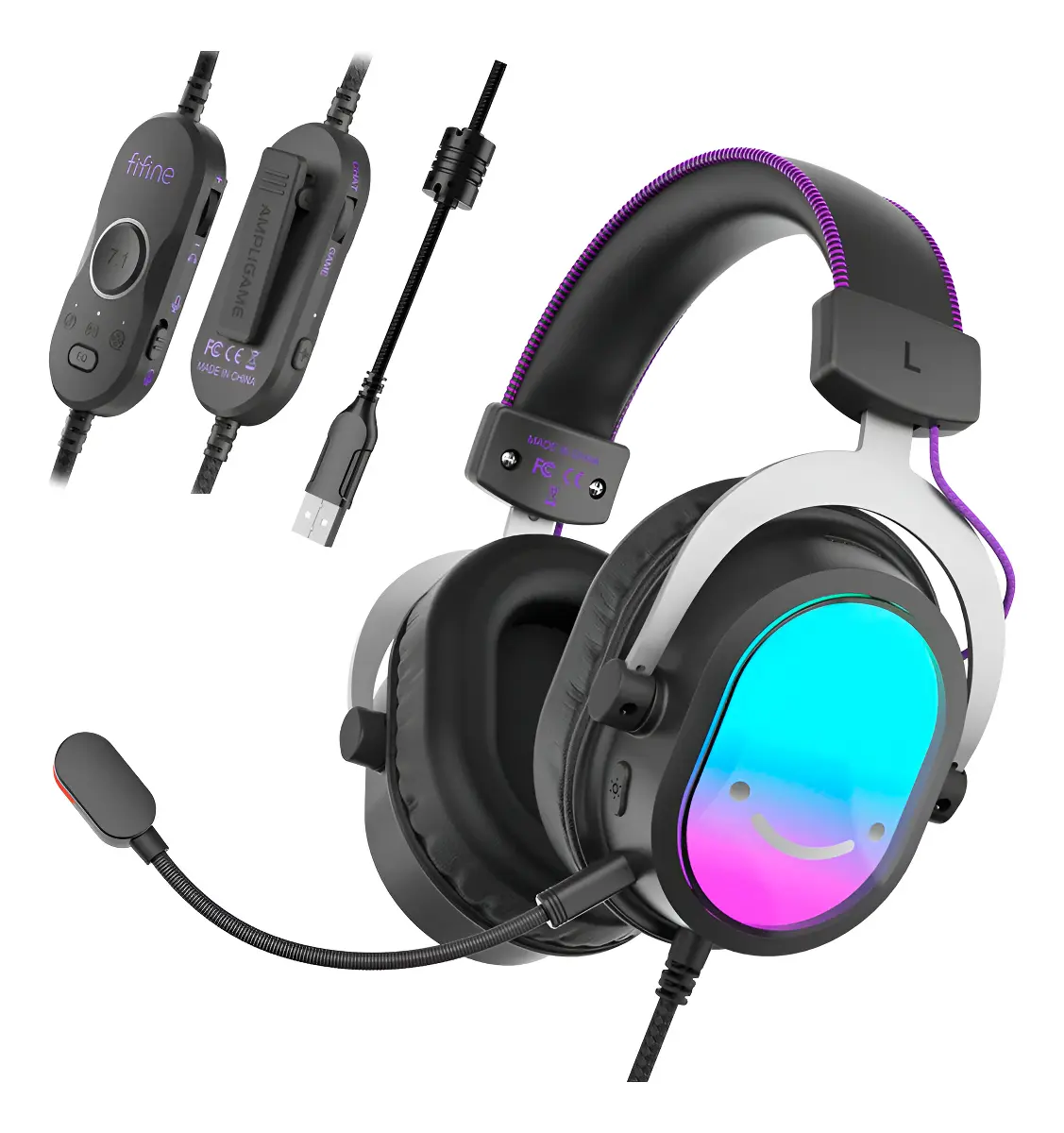 Headset Gamer FIFINE H16 USB 7.1 RGB