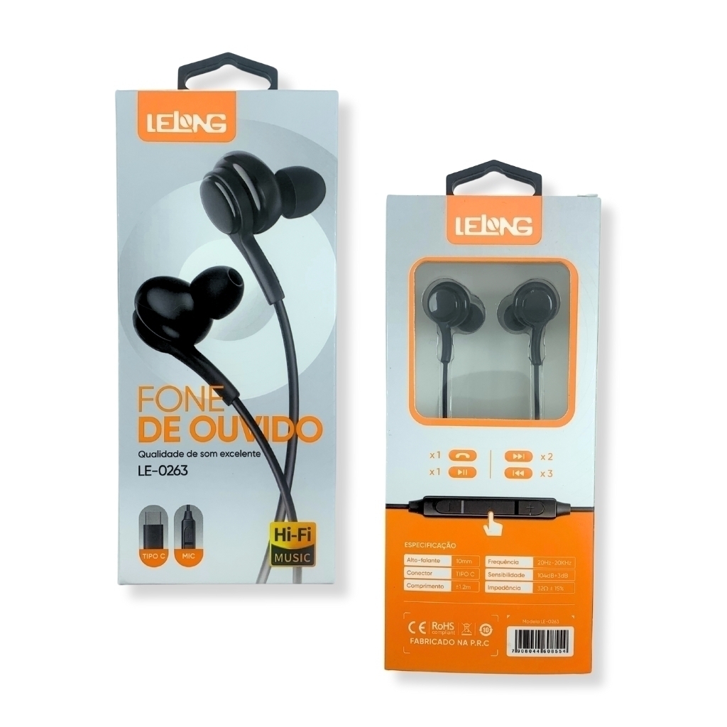 Fone De Ouvido Tipo-C - Lelong - Le-0263