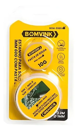 Estanho Solda Com Pasta 1mm 60g - Bomvink - Bom-5585
