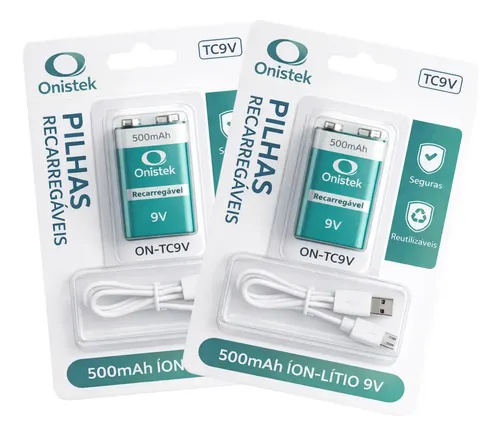 Bateria Recarregavel  9v c/ Cabo - Onistek - On-TC9V