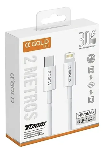 Cabo De Dados Tipo-C / Lightning 2m - A`gold - Cb-104